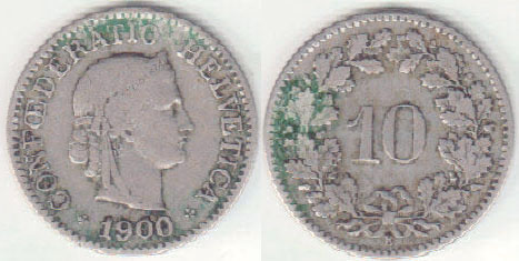 1900 Switzerland 10 Rappen A005600